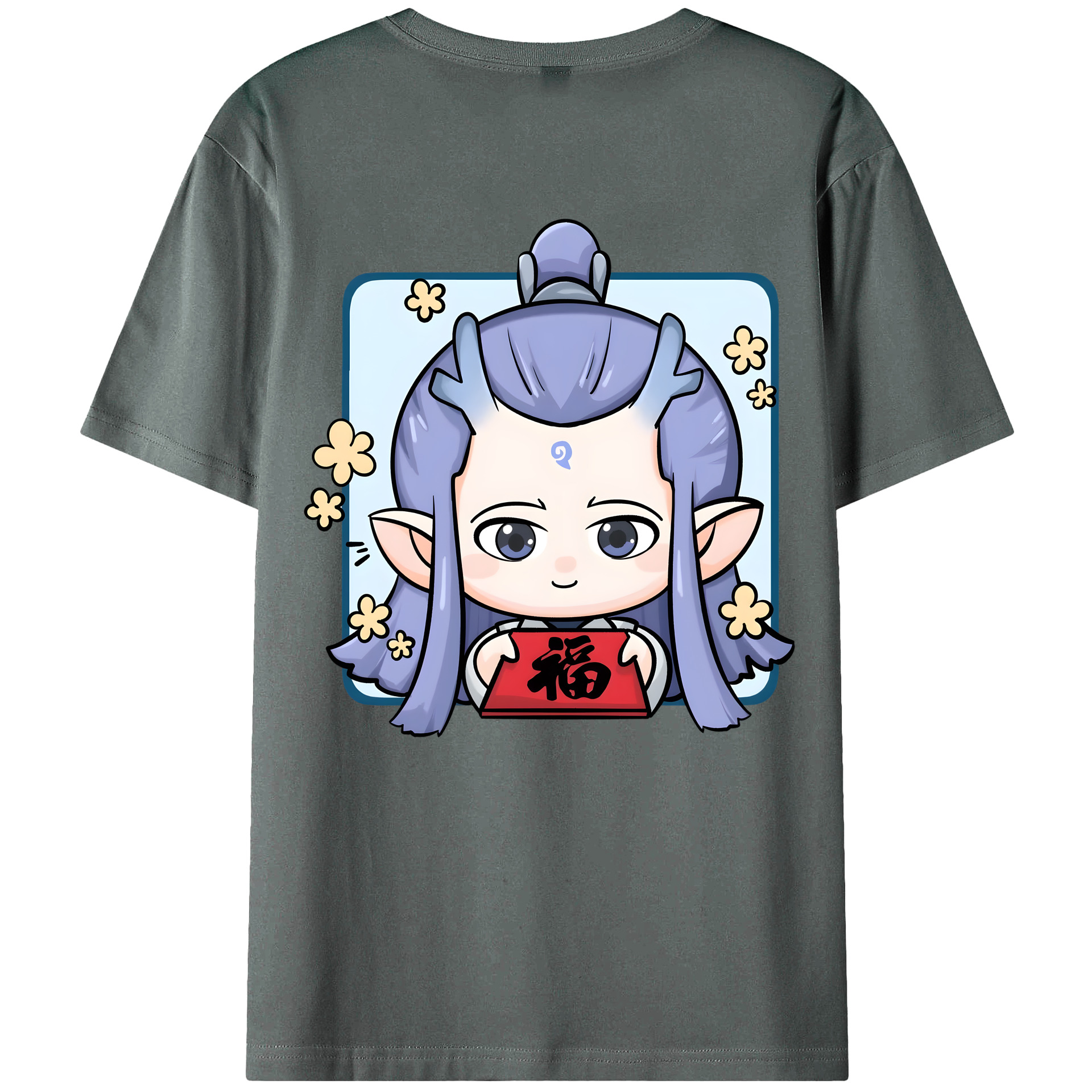 （画像用） Ne Zha 2 ナタ 魔童の大暴れ 綿100％ メンズ半袖Tシャツ（バックプリント） 通気性